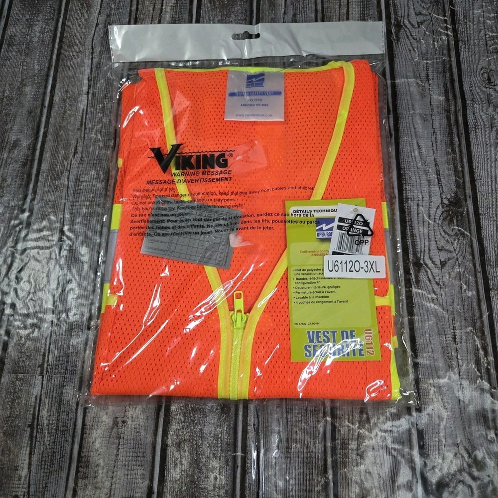 Viking U6155 Class 3 High Visibility Orange Reflective Safety Vest Size 3XL